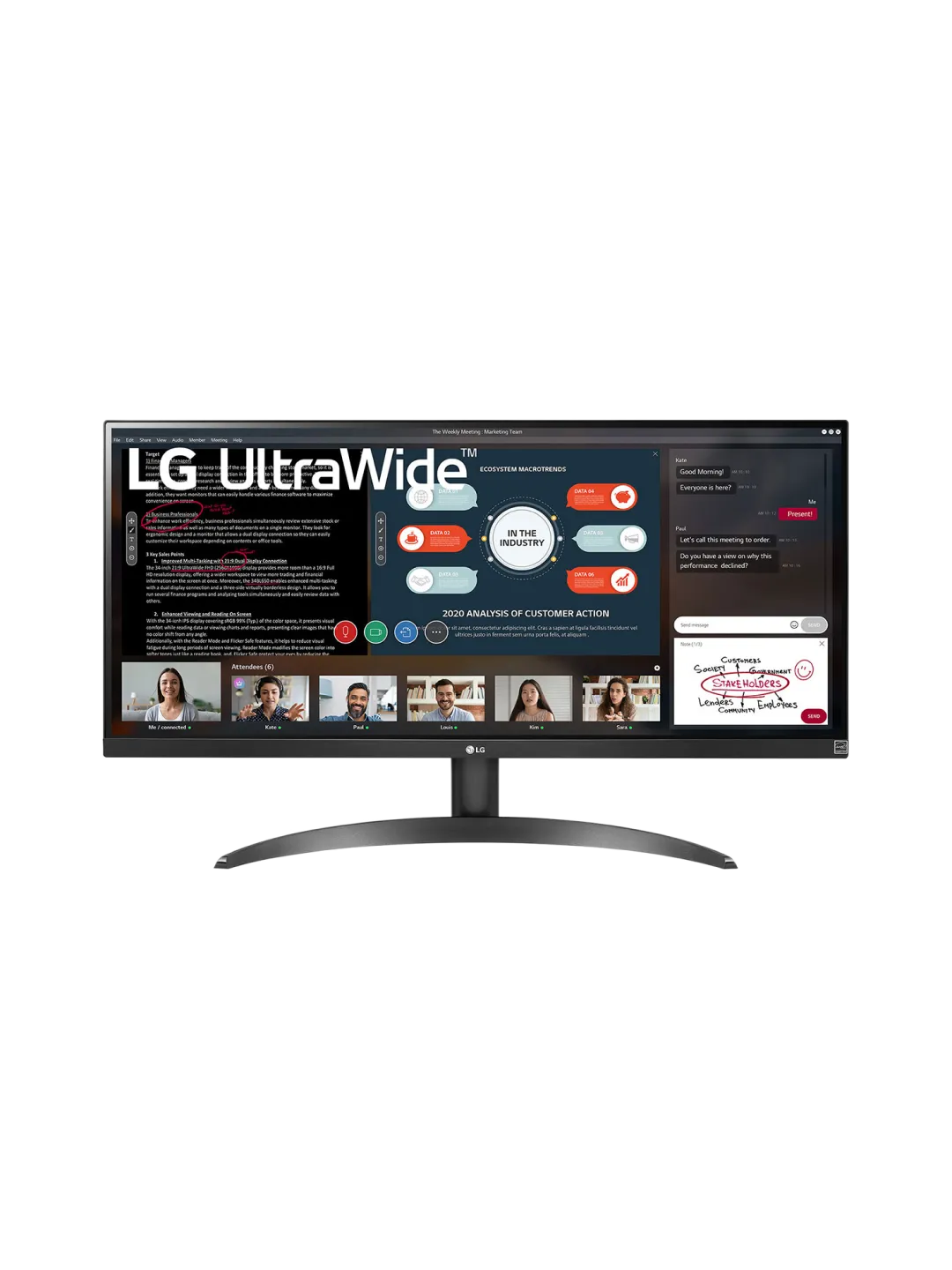 LG - 29 29WP500-B Ultra Wide LED Monitor, IPS, 5mc, 75Hz, UWHD (2560 x 1080), HDMI, AMD FreeSync