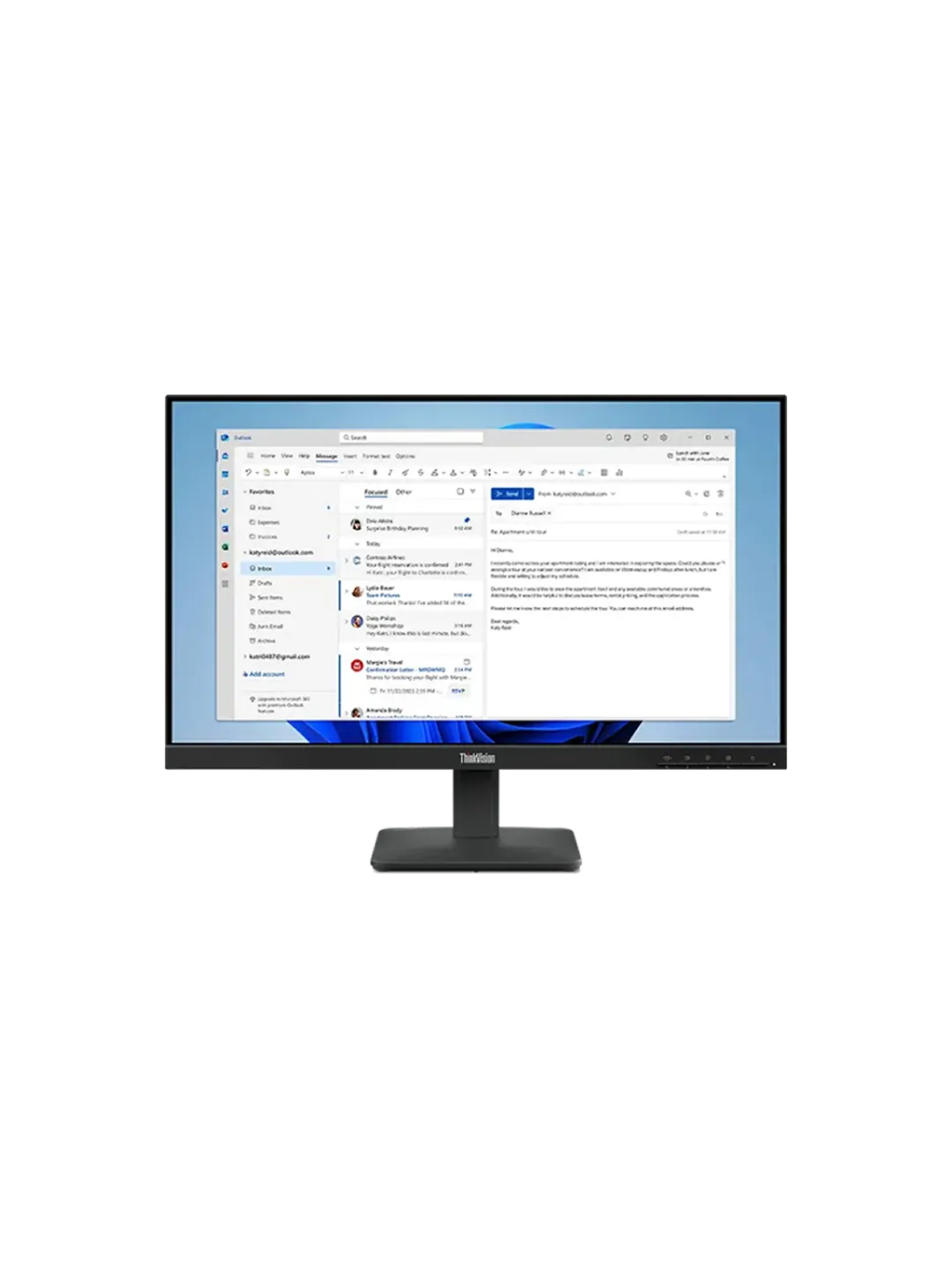 Lenovo - 24 ThinkVision S24-4e Monitor, IPS, 4ms, 100Hz, FHD (1920x1080), HDMI, VGA