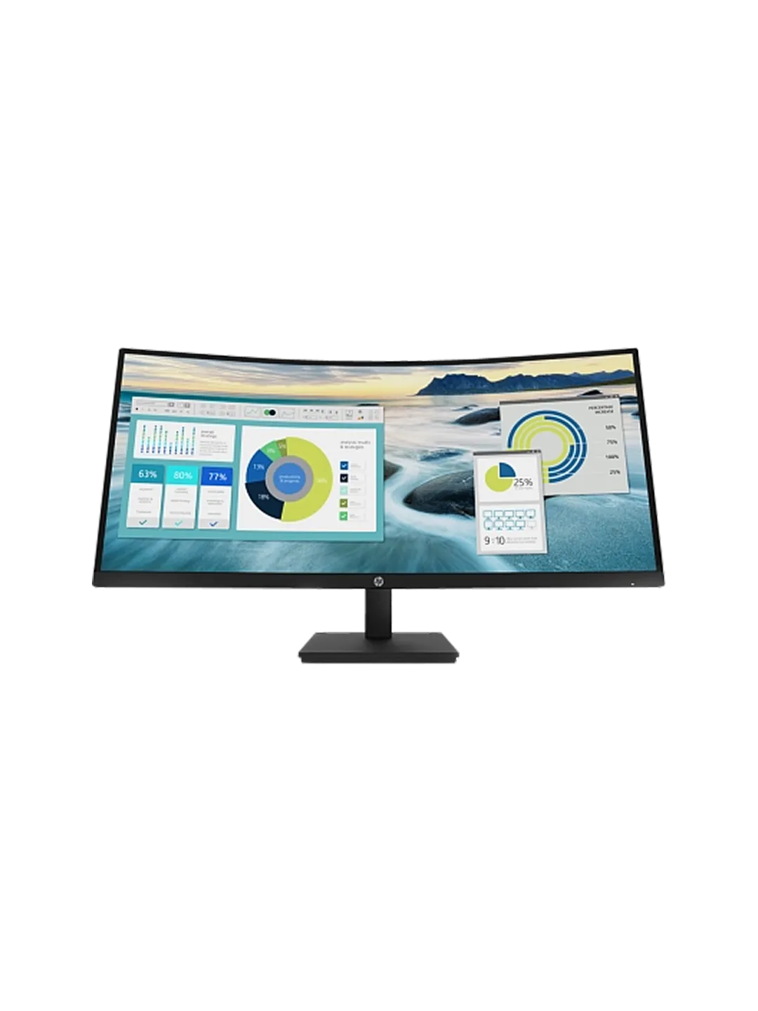 HP - 34 P34hc G4 Curved Monitor, VA, 5mc, 100Hz, WQHD (3440x1440), HDMI, DisplayPort, TypeC, Black
