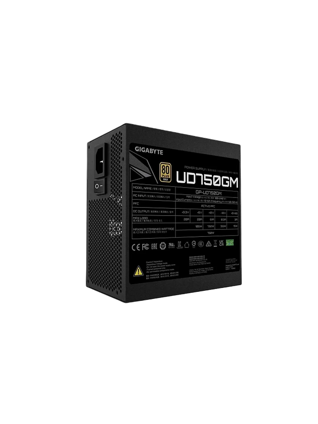 Блок питание Gigabyte GP-UD750GM PG5 V2, 750W, 120mm, 80 Plus Gold,  Modular ATX Power Supply