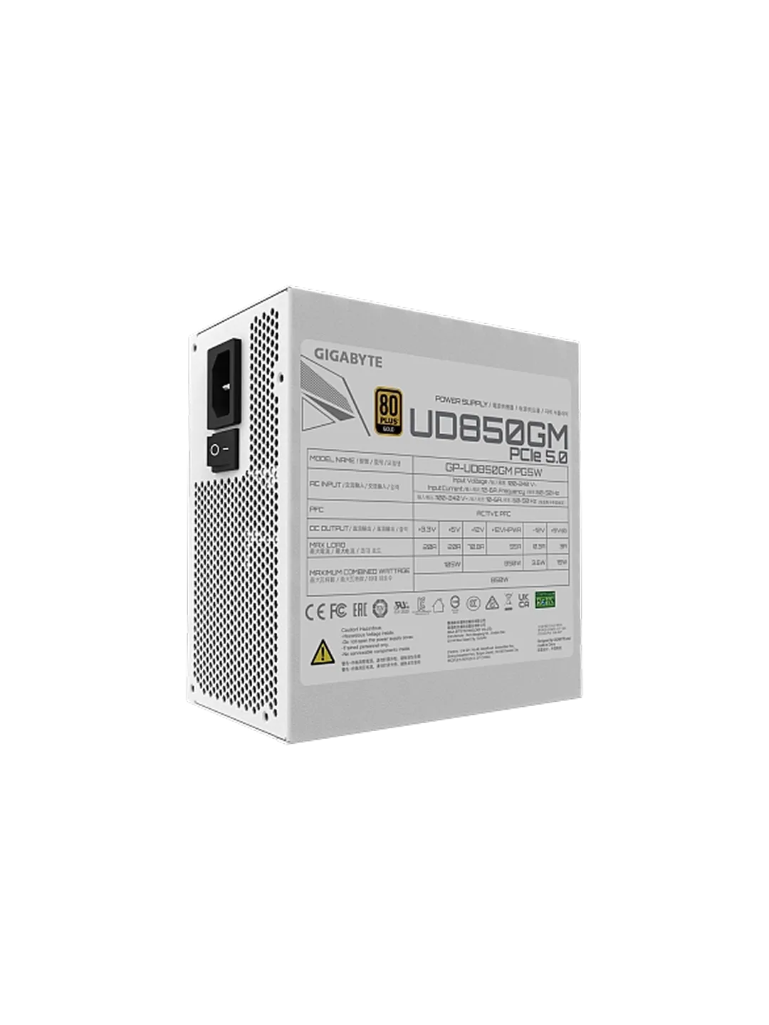 Блок питание Gigabyte UD850GM PG5W White 850W, 120mm, 80 Plus Gold,  Modular ATX Power Supply — 2